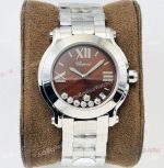 YF Factory Chopard Happy Sport Quartz 36mm Steel Chocolate Watch 7 Floating Diamond